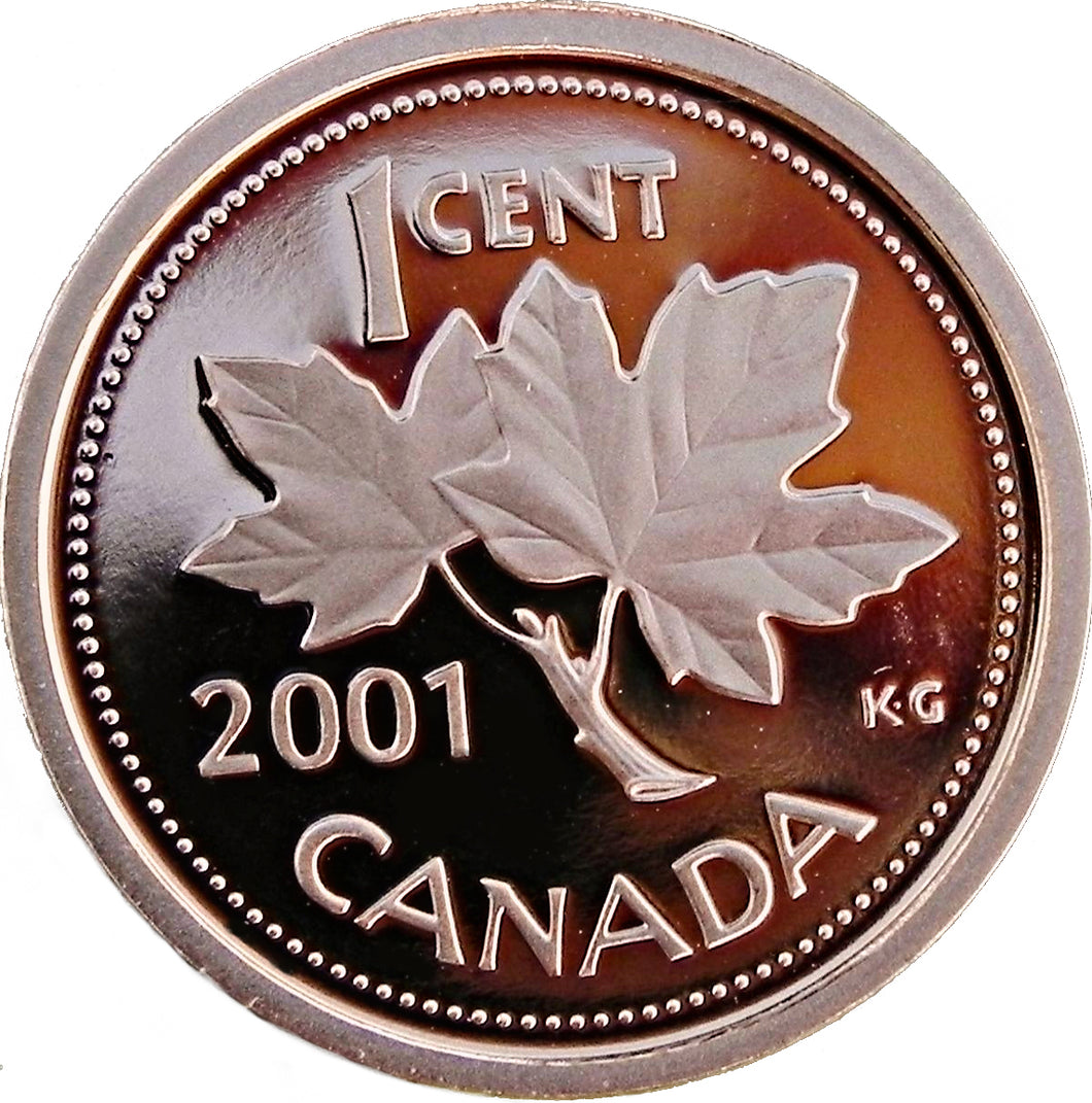 2001 Canada 1 Cent Penny Proof Heavy Cameo