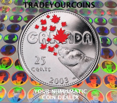 2003 p Canada Nickel Coloured Quarter - 25 Cents Canada Day- UNC
