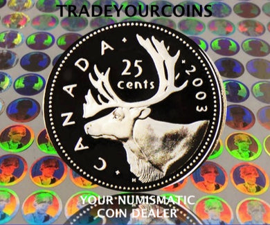 2003  Canada Sterling Silver Quarter Proof Caribou - 25 Cents
