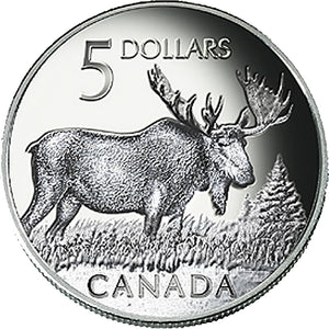 2004 Canada Fine Silver Five Dollars Coin-Canadian Wildlife Series-The Majestic Moose