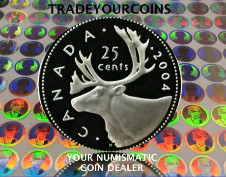 2004  Canada Sterling Silver Quarter Proof Caribou - 25 Cents