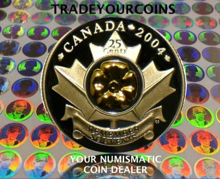 2004  Canada Sterling Silver Proof Poppy Quarter -Mint Annual Report 25 Cents