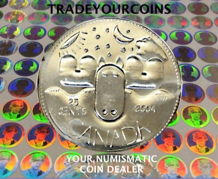 2004 p Canada Nickel Coloured Quarter - 25 Cents Canada Day- Citizenship UNC