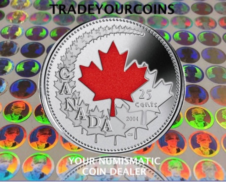 2004 p Canada Nickel Coloured Quarter - 25 Cents Canada Day- UNC