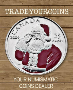 2004 p Canada Nickel Coloured Quarter - 25 Cents Christmas Day series-Santa Claus UNC