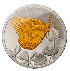 2004 Fifty Cents-Canadian Clouded Sulphur butterfly, Gold Plated