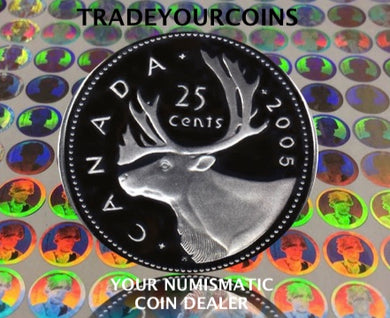 2005  Canada Sterling Silver Quarter Proof Caribou - 25 Cents