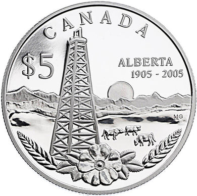 2005 Canada Fine Silver Five Dollars Coin-Alberta Centennial