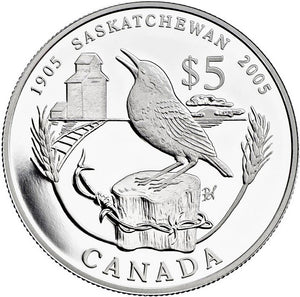 2005 Canada Fine Silver Five Dollars Coin-Saskatchewan Centennial