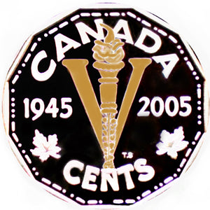 2005-(1945)  Canada Five Cents Sterling proof Heavy cameo-Gold Plated