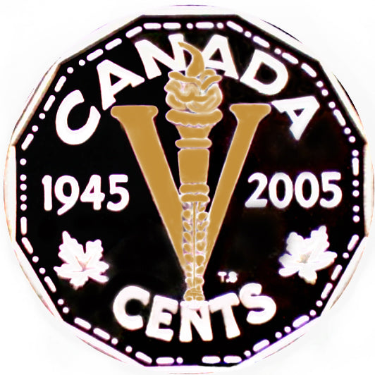 2005-(1945)  Canada Five Cents Sterling proof Heavy cameo-Gold Plated
