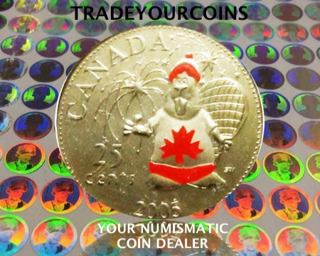 2005 p Canada Nickel Coloured Quarter - 25 Cents Canada Day- UNC