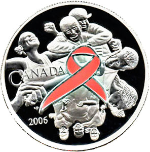 2006 Canada Fine Silver Five Dollars Coin-Breast Cancer Awareness