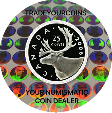 2006  Canada Sterling Silver Quarter Proof Caribou - 25 Cents