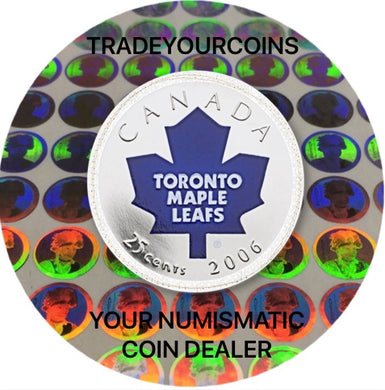2006 p Canada Nickel Coloured Quarter - 25 Cents NHL Hockey Series-Toronto Maple Leafs Logo UNC