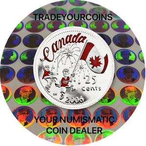 2006 p Canada Nickel Coloured Quarter - 25 Cents Canada Day- UNC