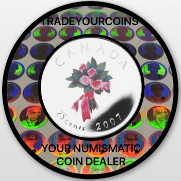 2007 Canada Nickel Coloured Quarter - 25 Cents From Wedding Gift Set-Bouquet UNC