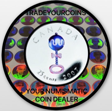 2007 Canada Nickel Coloured Quarter - 25 Cents From Baby Gift Set-Rattle UNC