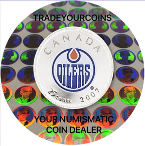 2007 Canada Nickel Coloured Quarter - 25 Cents NHL Hockey Series-Edmonton Oilers Logo UNC