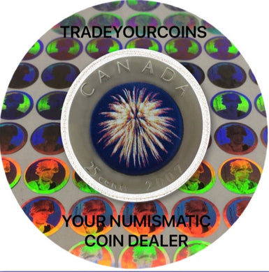 2007 Canada Nickel Coloured Quarter - 25 Cents From Congratulations Gift Set-Firework UNC