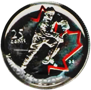 2007 Canada Nickel Plated Steel Quarter - 25 Cents, Sport Card-Painted Leaf-Ice Hockey