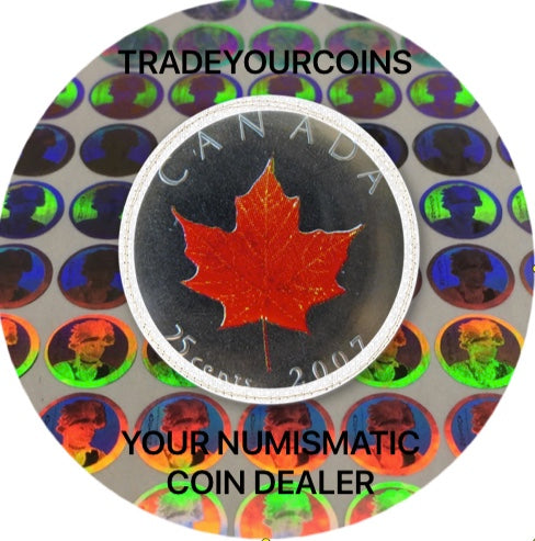 2007 Canada Nickel Coloured Quarter - 25 Cents From Oh Canada Gift Set-Maple Leaf UNC
