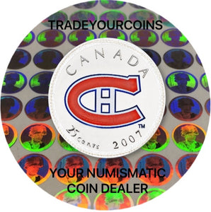 2007 Canada Nickel Coloured Quarter - 25 Cents NHL Hockey Series-Montreal Canadiens Logo UNC