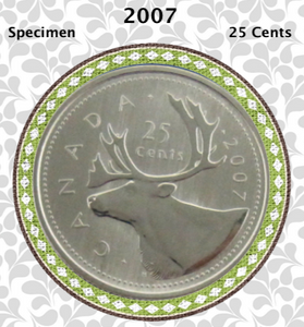2007 Canada Nickel Quarter Specimen Caribou - 25 Cents