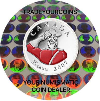 2007  Canada Nickel Coloured Quarter - 25 Cents Canada Day-UNC