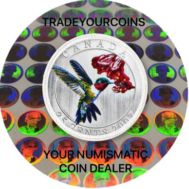 2007 Canada Nickel Quarter - 25 Cents Birds of Canada Series, Ruby-Throated Hummingbird