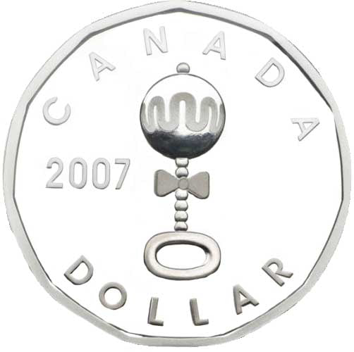 2007 Canada Proof Loonie Dollar Baby Rattle Sterling Silver