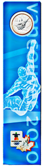 2008 Canada Nickel Plated Steel Quarter - 25 Cents, Bookmark and Lapel Pin-Snowboarding