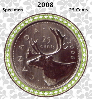 2008 Canada Nickel Quarter Specimen Caribou - 25 Cents