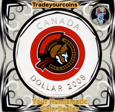 2008 Canada Nickel Ottawa Senators Loonie Dollar From Canadian NHL Hockey Road Jersey Crest set