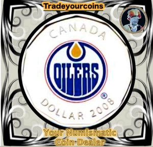 2008 Canada Nickel Edmonton Oilers Loonie Dollar From Canadian NHL Hockey Home Jersey Crest set