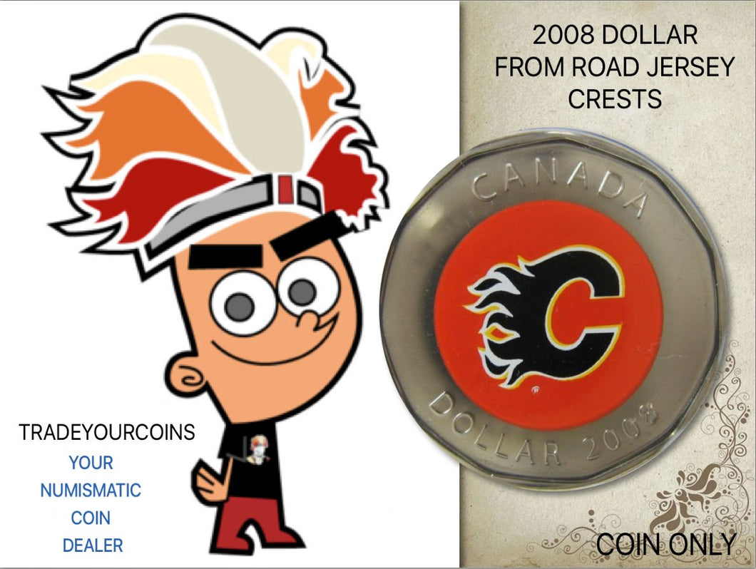 2008 Canada Nickel Calgary Flames Loonie Dollar From Canadian NHL Hockey Road Jersey Crest set