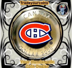 2008 Canada Nickel Montreal Canadiens Loonie Dollar From Canadian NHL Hockey Home Jersey Crest set