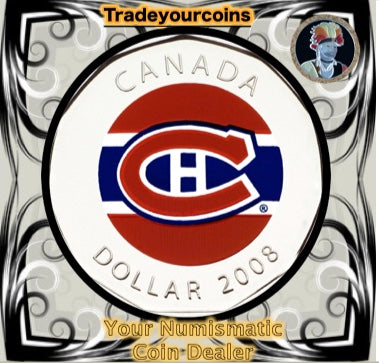 2008 Canada Nickel Montreal Canadiens Loonie Dollar From Canadian NHL Hockey Road Jersey Crest set