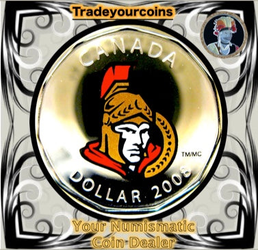 2008 Canada Nickel Ottawa Senators Loonie Dollar From Canadian NHL Hockey Home Jersey Crest set