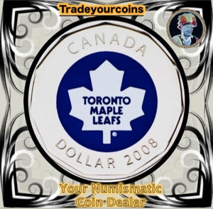 2008 Canada Nickel Toronto Maple Leafs Loonie Dollar From Canadian NHL Hockey Road Jersey Crest set