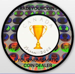 2008 Canada Nickel Coloured Quarter - 25 Cents From Congratulation Gift Set-Trophy UNC