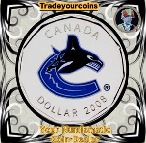2008 Canada Nickel Vancouver Canucks Loonie Dollar From Canadian NHL Hockey Home Jersey Crest set