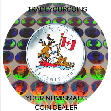 2009 Canada Nickel Coloured Quarter - 25 Cents Canada Day- Churchill