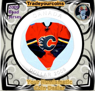 2009 Canada Nickel Calgary Flames Loonie Dollar From Canadian NHL Hockey Road Jersey Crest set