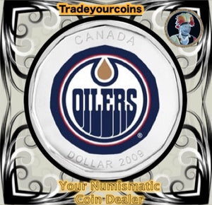 2009 Canada Nickel Edmonton Oilers Loonie Dollar From Canadian NHL Hockey Home Jersey Crest set