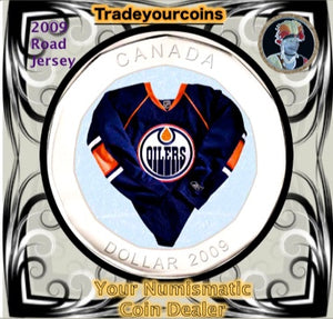 2009 Canada Nickel Edmonton Oilers Loonie Dollar From Canadian NHL Hockey Road Jersey Crest set