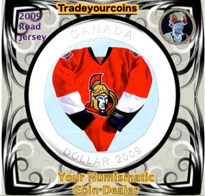 2009 Canada Nickel Ottawa Senators Loonie Dollar From Canadian NHL Hockey Road Jersey Crest set