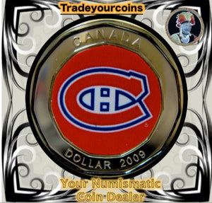 2009 Canada Nickel Montreal Canadiens Loonie Dollar From Canadian NHL Hockey Home Jersey Crest set