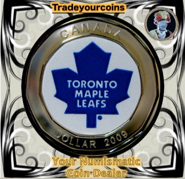 2009 Canada Nickel Toronto Maples Leafs Loonie Dollar From Canadian NHL Hockey Home Jersey Crest set