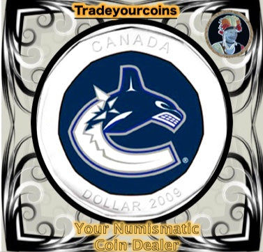 2009 Canada Nickel Vancouver Canucks Loonie Dollar From Canadian NHL Hockey Home Jersey Crest set